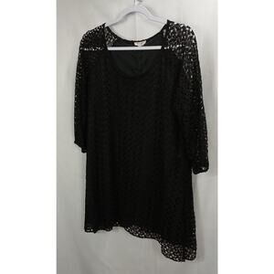 Black Pullover with Black Lace Overlay/Sophisticated/Festive/Holiday/Size **